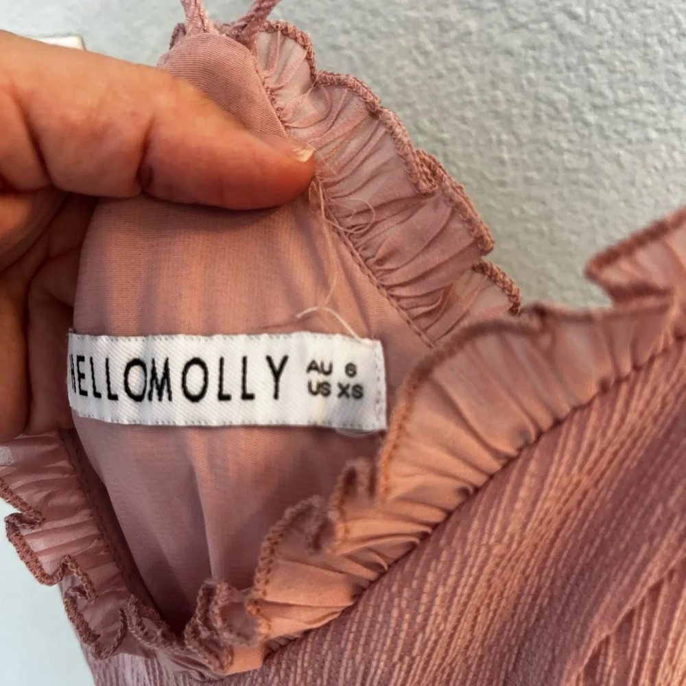Hello Molly SCORPIO SEASON DRESS BLUSH Elegant Pink Ruffle Hem Dress - Picture 9 of 12